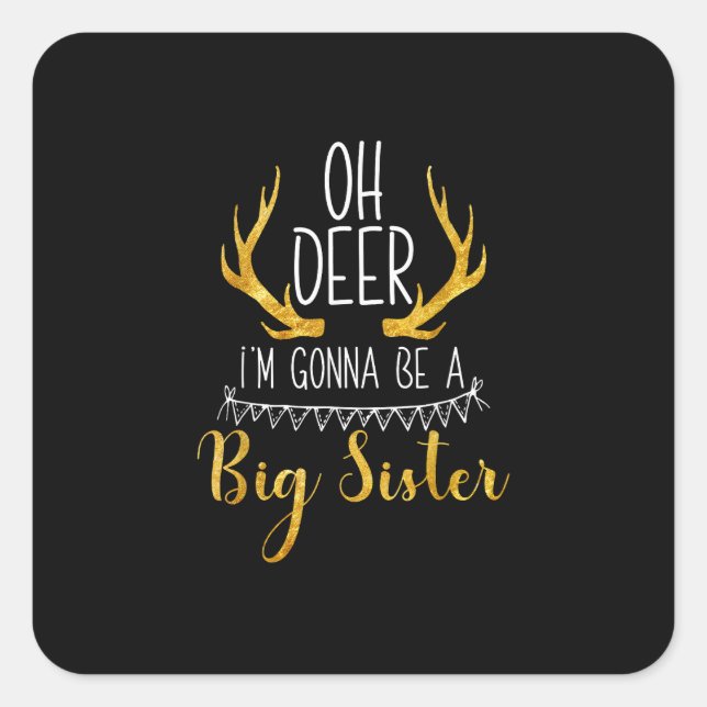 Big Sister Oh Deer Baby Announcement Cute Style  Square Sticker (Front)
