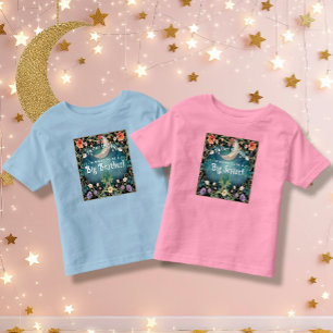 Big Sister Over the Moon Pink Floral Baby Shower Toddler T-Shirt