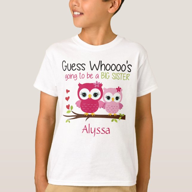 Big Sister Owl Personalised T-Shirt (Front)