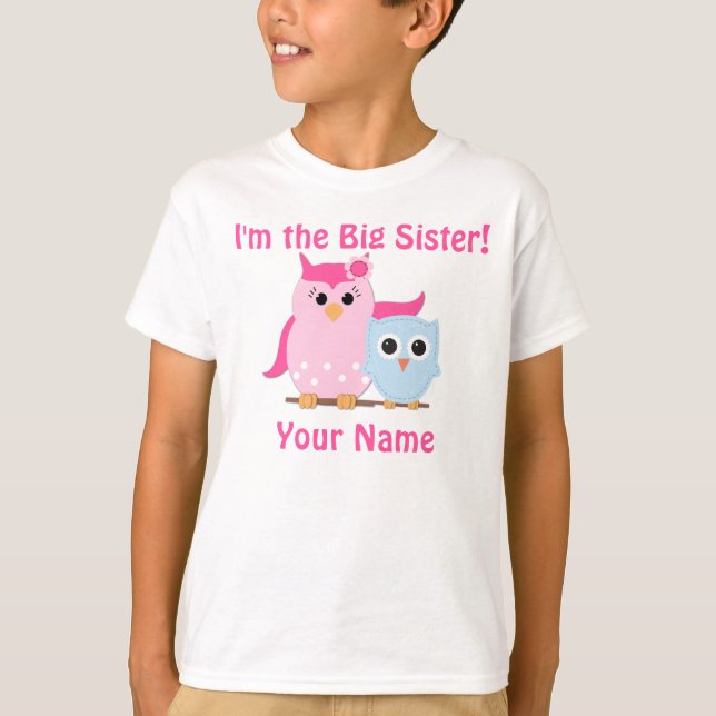 Big Sister Owl Personalised T-shirt (Front)