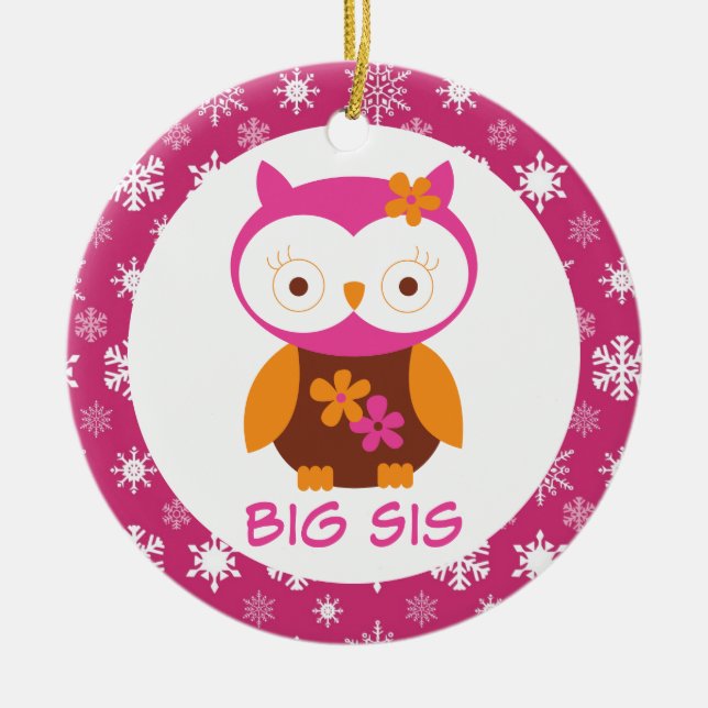 Big Sister Owl Sibling Keepsake Ornament Gift (Front)