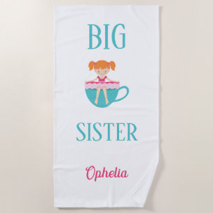 Big Sister Personalised Teacup Custom Text Beach Towel