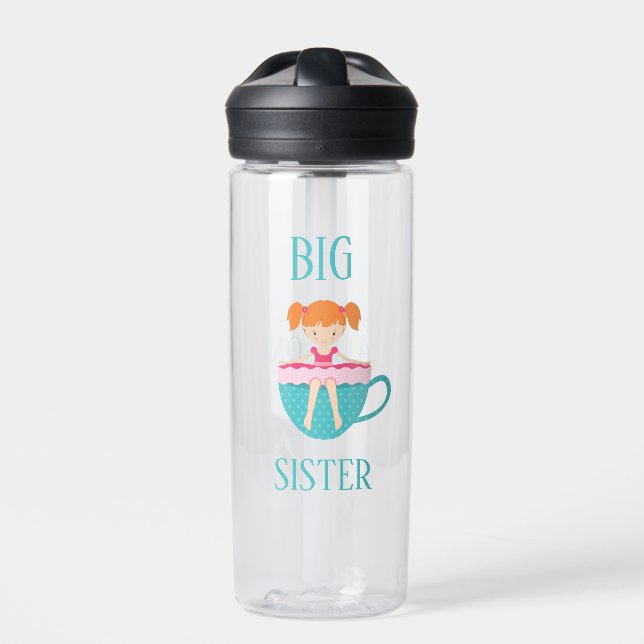 Big Sister Personalised Teacup Custom Text Water Bottle (Front)
