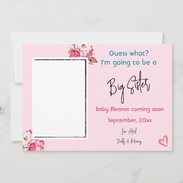 Big Sister Photo Pregnancy Announcement (Front)