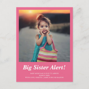  Big Sister Photo Pregnancy Pink Announcement Postcard