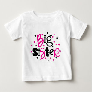 BIG SISTER pink black polkadot Baby T-Shirt