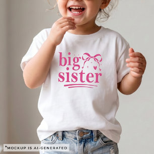 Big Sister Pink Bow Matching Sibling Shirt