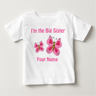 Big Sister Pink Butterfly Personalised T Shirt