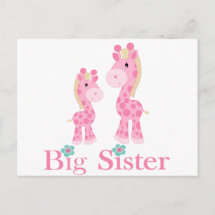 Big Sister Pink Giraffes Postcard
