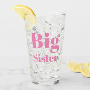 Big Sister Pink letters girl's clear Glass