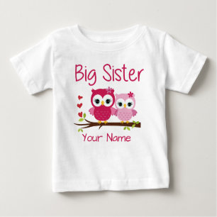 Big Sister Pink Owl Personalised T Shirt