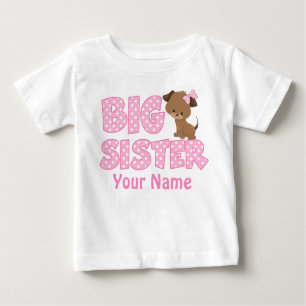 Big Sister Pink Puppy Personalised T Shirt