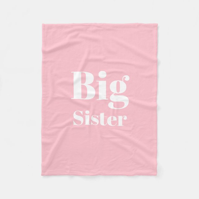 Big Sister Pink white girl's Fleece Blanket (Front)