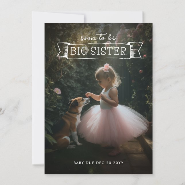 Big Sister Pregnancy Announcement Photo (Front)