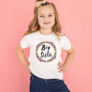 Big Sister Purple Flower Wreath Girls' T-Shirt