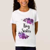 Big sister. Purple flowers. Violet floral girl