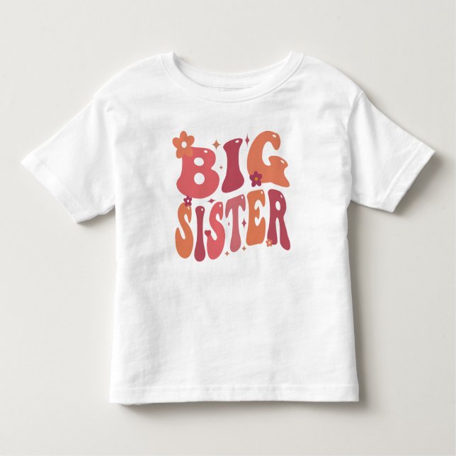Big Sister Retro Fall Groovy Toddler T-Shirt (Front)