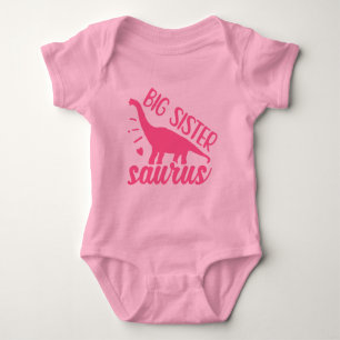 Big Sister Saurus in Pink Baby Bodysuit