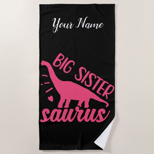 Big Sister Saurus in Pink Beach Towel (Front)