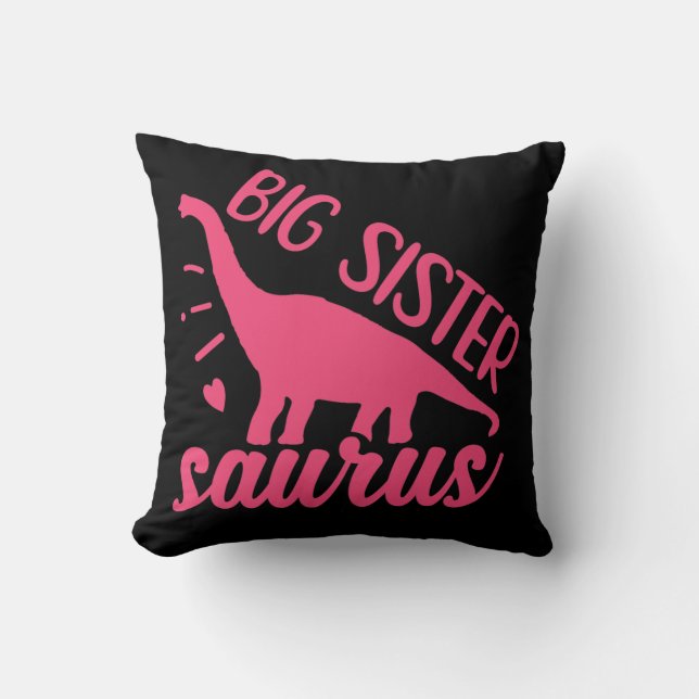 Big Sister Saurus in Pink Cushion (Front)
