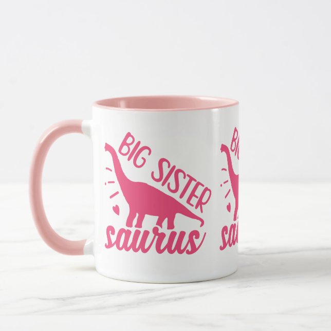 Big Sister Saurus in Pink Mug (Left)