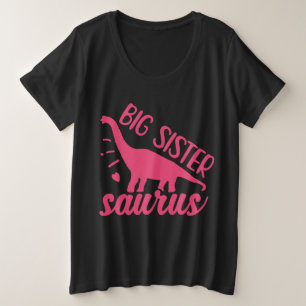 Big Sister Saurus in Pink Plus Size T-Shirt