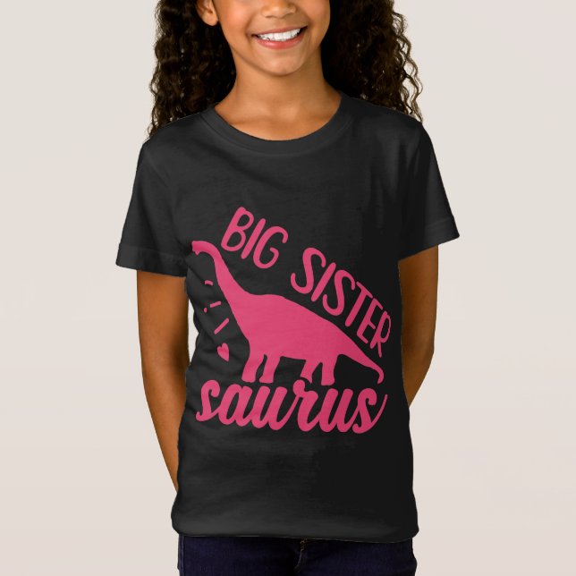 Big Sister Saurus in Pink T-Shirt (Front)