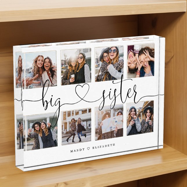 Big Sister Script Gift For Sister Photo Collage Block (Big Sister Script Gift For Sister Photo Collage)