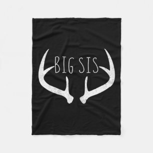Big Sister Shirt - Big Sis Deer Antlers Hunting  Fleece Blanket