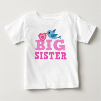 Big sister shirt with cute cartoon bird and heart