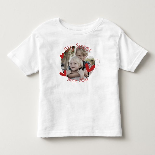 Big Sister Siblings Photo Heart Cute Toddler T-Shirt (Front)