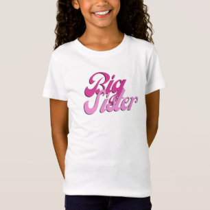 Big Sister Sis Matching Little Sister Retro Pink  T-Shirt