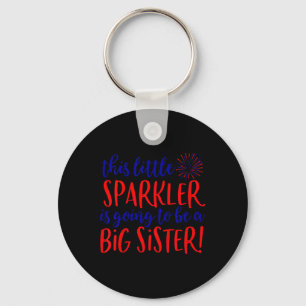 Big Sister Sparkler 4th Of July Pregnancy Announce Key Ring