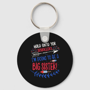Big Sister Sparkler 4th Of July Pregnancy Announce Key Ring