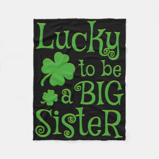 Big Sister St Patricks Day Pregnancy Announcement Fleece Blanket