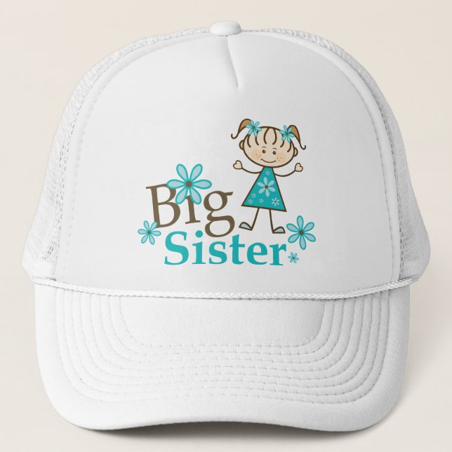 Big Sister Stick Figure Trucker Hat (Front)