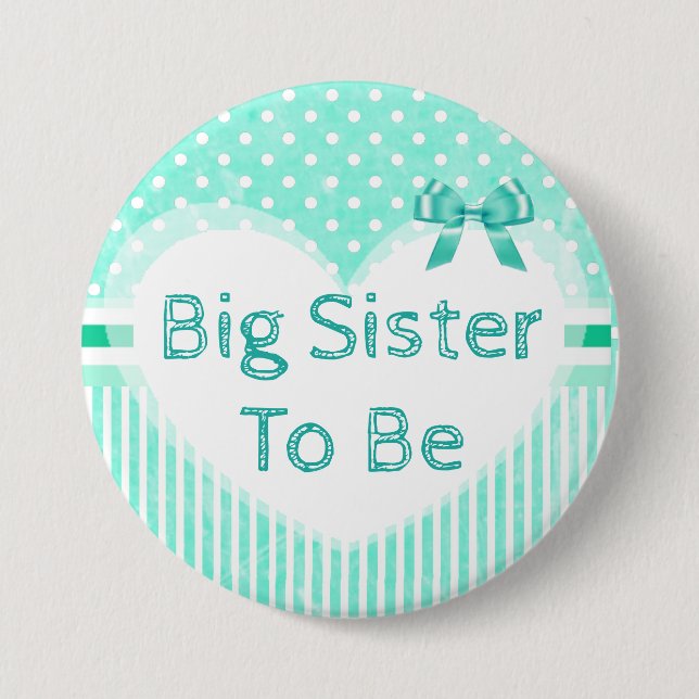 Big Sister to Be Baby Shower Button Blue (Front)