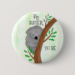 Big Sister To Be Koala Baby Shower 6 Cm Round Badge