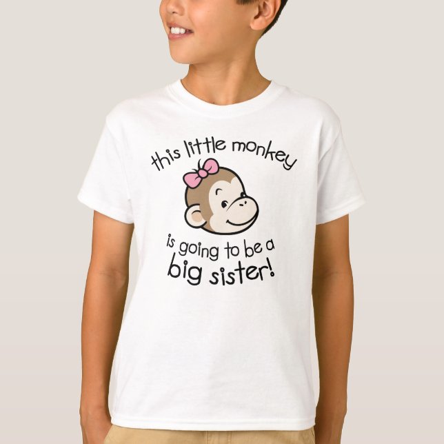Big Sister to Be Monkey T-Shirt (Front)