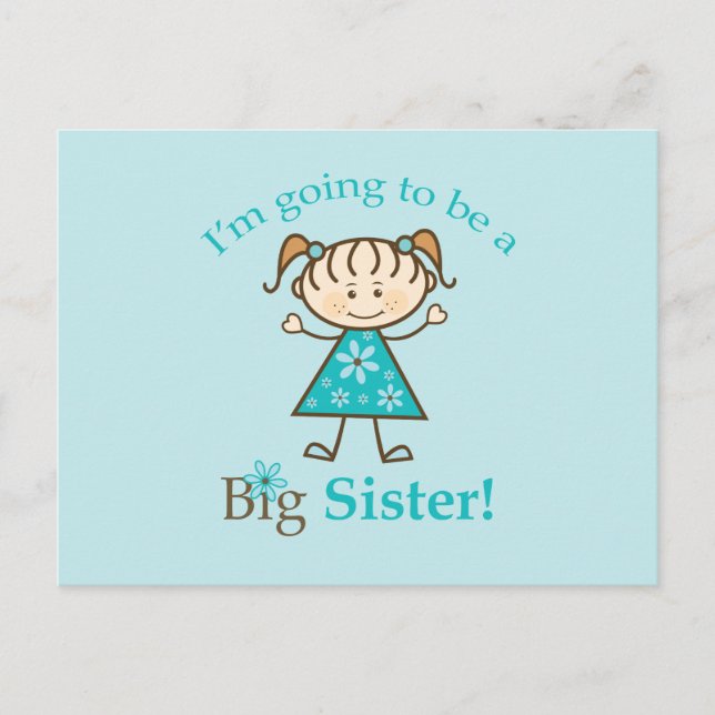 Big Sister To Be Stick Figure Postcard (Front)