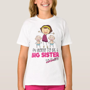 Big sister to be TO TWINS pregnancy announcement T-Shirt