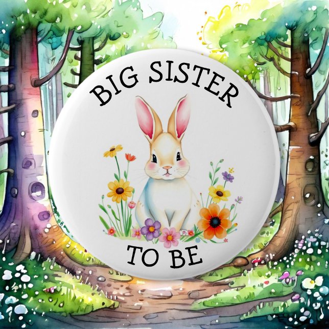 Big Sister to be | Woodland Creatures Baby Shower  6 Cm Round Badge (Creator Uploaded)