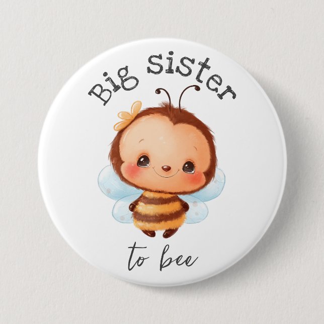 Big Sister to Bee Bumblebee Kids 7.5 Cm Round Badge (Front)