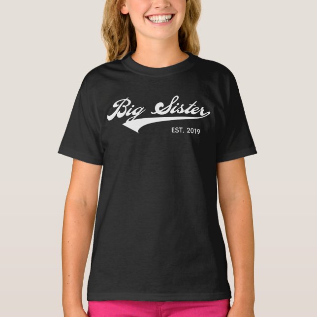 Big Sister TShirt (Est. Year Personalised) (Dark) (Front)