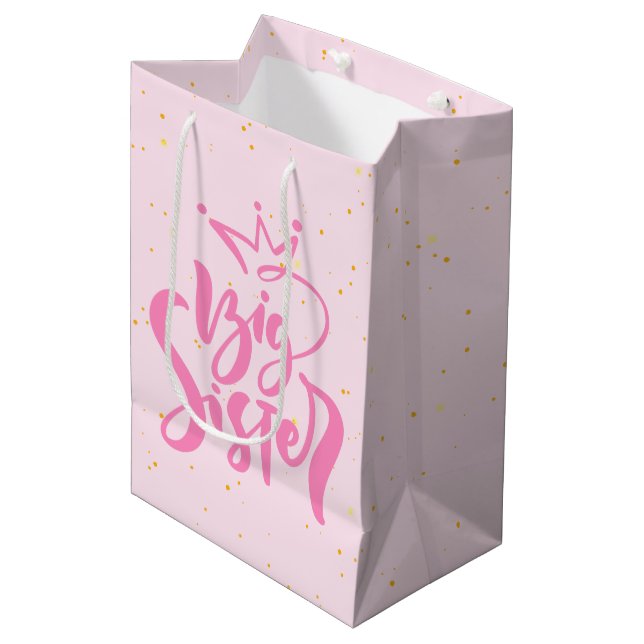 Big Sister Typography Modren Text  Medium Gift Bag (Front Angled)