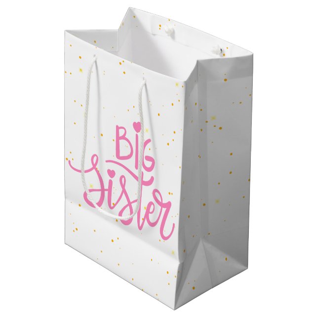 Big Sister Typography Modren Text  Medium Gift Bag (Front Angled)