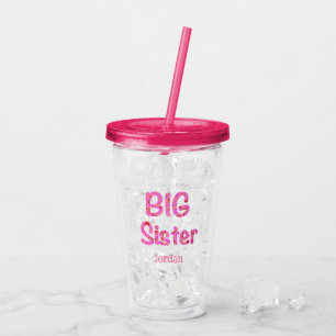 Big Sister Typography Personalised with Name Acrylic Tumbler