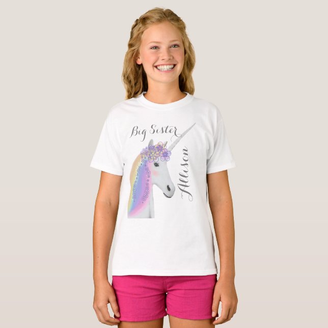 Big Sister Unicorn Personalised T-Shirt (Front Full)