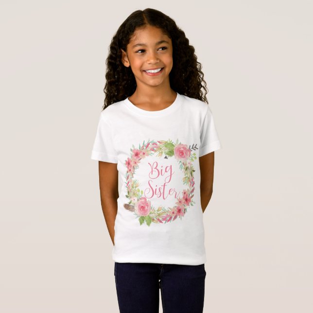 Big Sister Watercolor Girl's Tee (Front Full)
