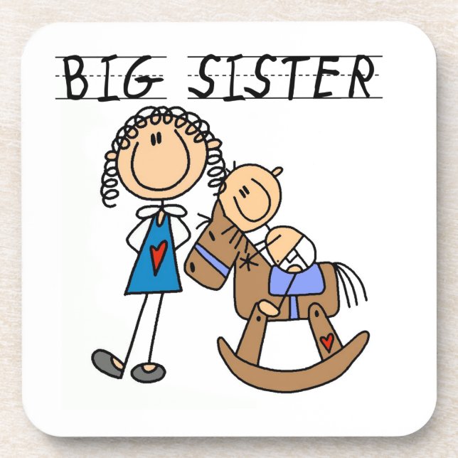 Big Sister With Baby Brother Gifts Coaster (Front)